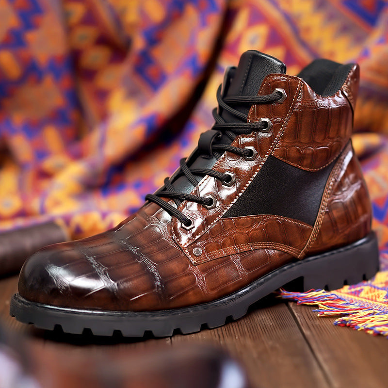 Dante - Croc Leather Boots